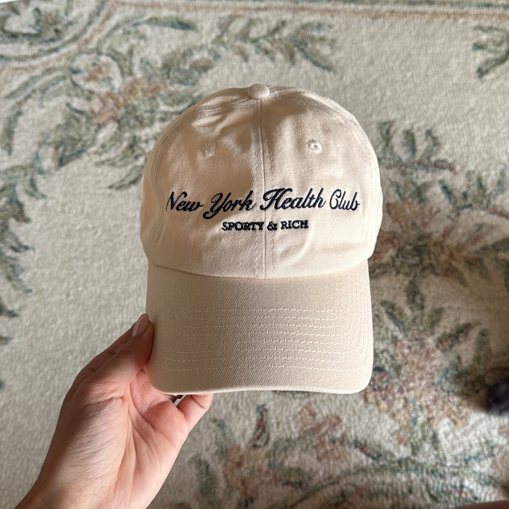 Sporty & Rich Ivory Cap with Black Embroidery